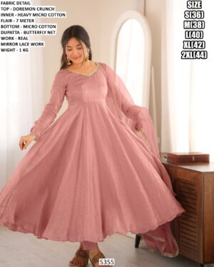 Festive Anarkali Suit With Butterfly Net Dupatta