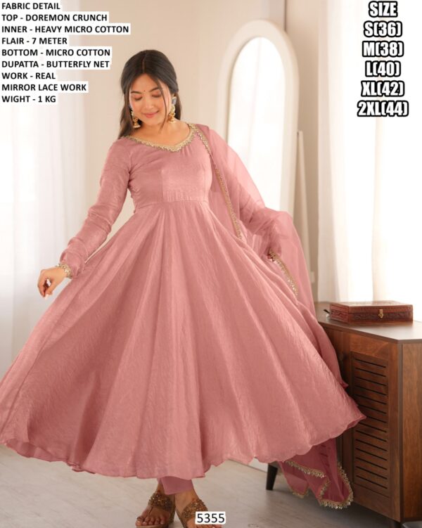 Festive Anarkali Suit With Butterfly Net Dupatta