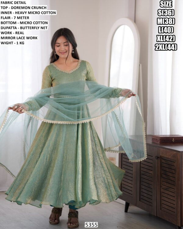 Festive Anarkali Suit With Butterfly Net Dupatta