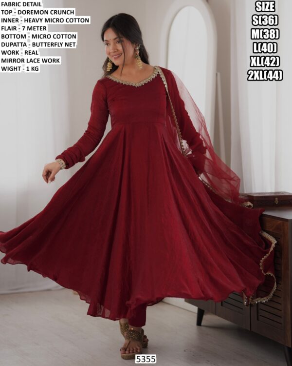 Festive Anarkali Suit With Butterfly Net Dupatta