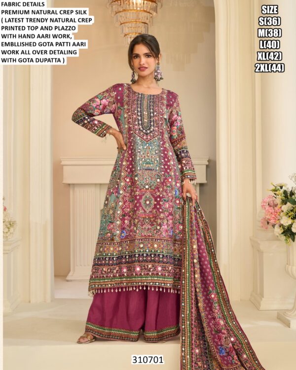 Printed Gota Patti Suit With Dupatta For Women