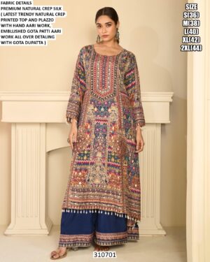 Printed Gota Patti Suit With Dupatta For Women