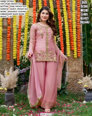 Elegant Beads Work Palazzo Suit With Dupatta