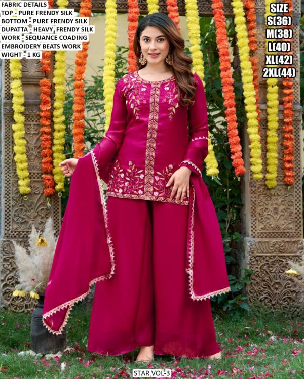 Elegant Beads Work Palazzo Suit With Dupatta
