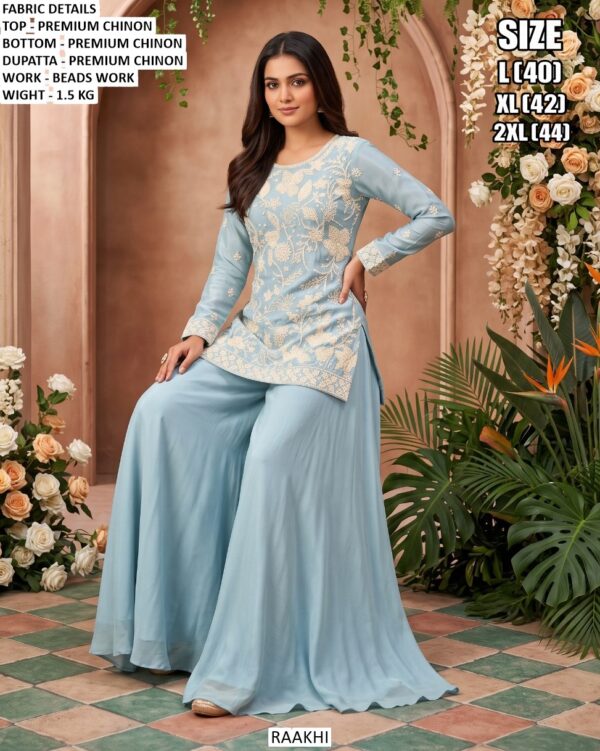 Designer Floral Beads Work Kurta Set