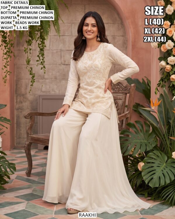 Designer Floral Beads Work Kurta Set