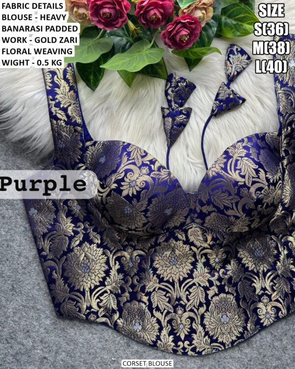 Elegant Gold Zari Corset Blouse For Wedding Wear