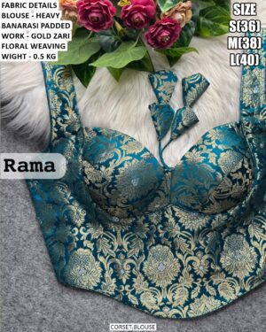 Elegant Gold Zari Corset Blouse For Wedding Wear