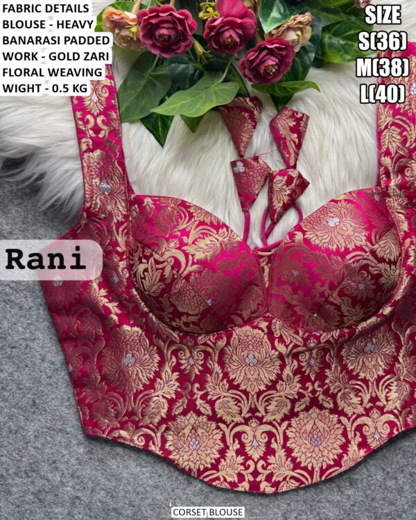 Elegant Gold Zari Corset Blouse For Wedding Wear
