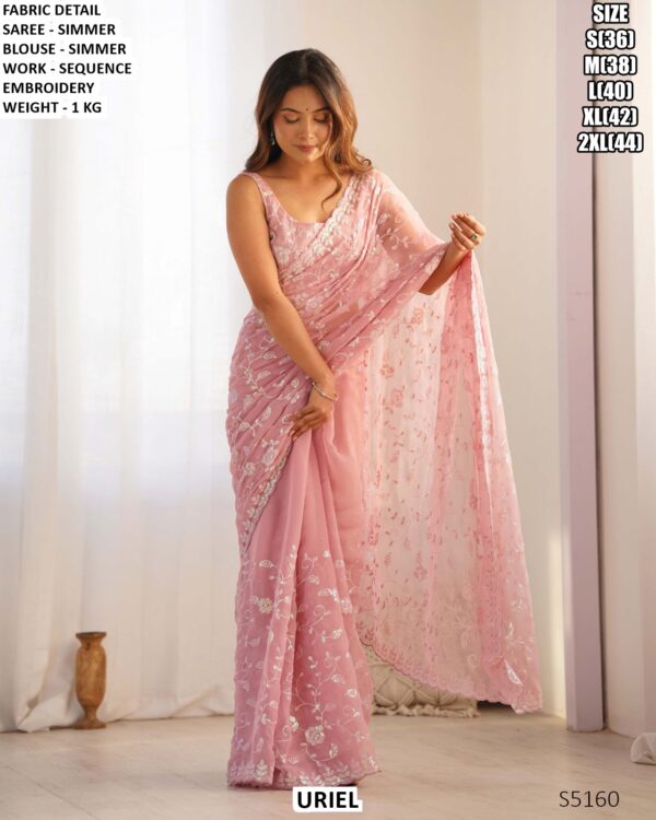 Designer Shimmer Saree With Sequence Embroidery