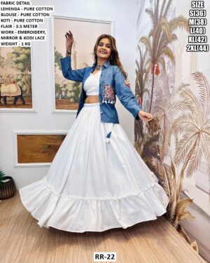 Designer Mirror Work Jacket Lehenga Choli