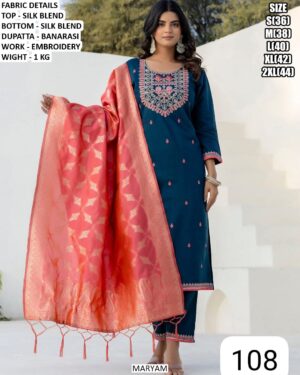 Elegant Straight Kurta Set With Matching Bottom