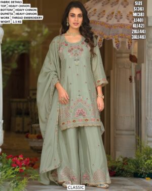Festive Wear Embroidered Chinon Suit Set