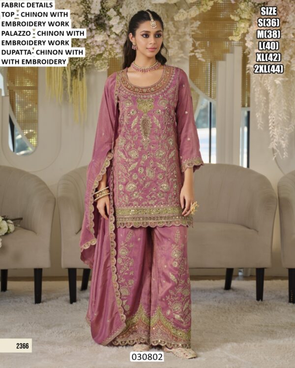 Elegant Heavy Embroidery Work Palazzo Suit