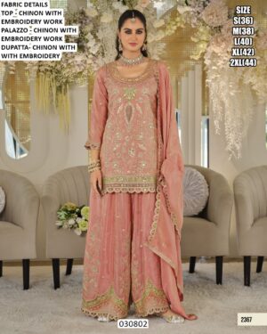 Elegant Heavy Embroidery Work Palazzo Suit
