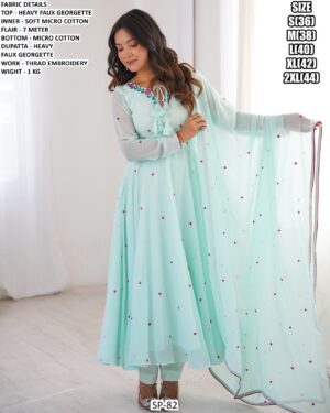 Women’S Faux Georgette Thread Embroidery Suit Set