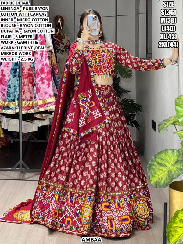 Navratri Wear Ajrakh Print Circular Lehenga Set