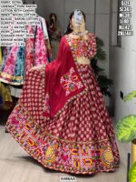 Navratri Wear Ajrakh Print Circular Lehenga Set