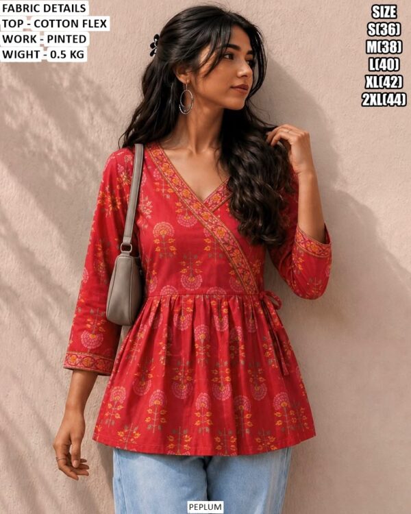 Casual Wear Printed Peplum Top For Women