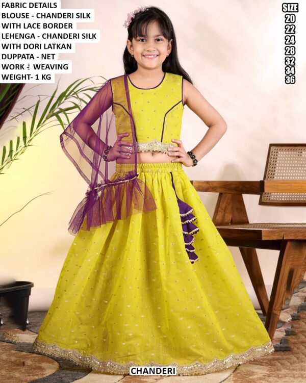 Designer Weaving Work Lehenga Set For Girls