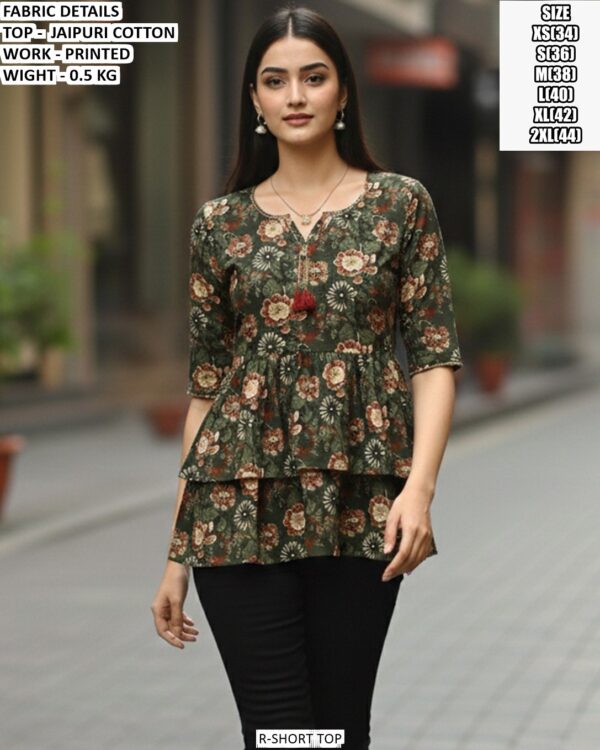 Stylish Floral Print Peplum Top For Women