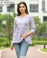 Stylish Floral Print Peplum Top For Women