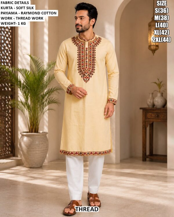 Designer Floral Embroidery Kurta For Men