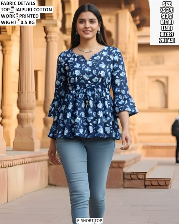 Stylish Floral Print Peplum Top For Women