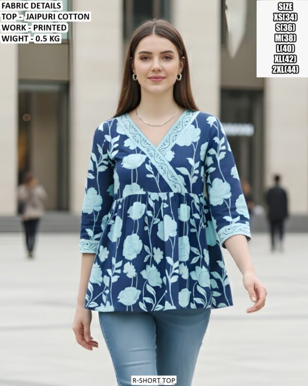 Stylish Floral Print Peplum Top For Women