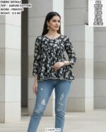 Stylish Floral Print Peplum Top For Women