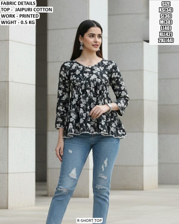 Stylish Floral Print Peplum Top For Women