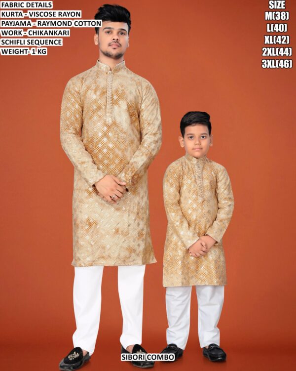 Viscose Rayon Men And Kids Kurta Pajama