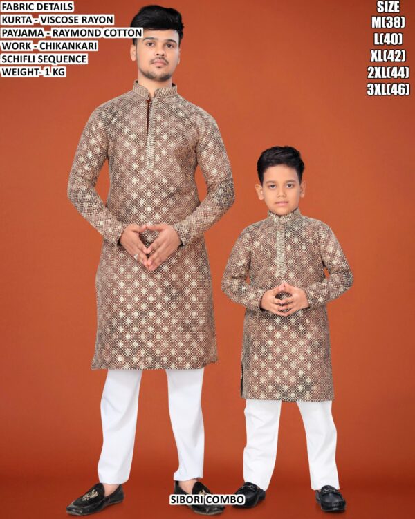 Viscose Rayon Men And Kids Kurta Pajama