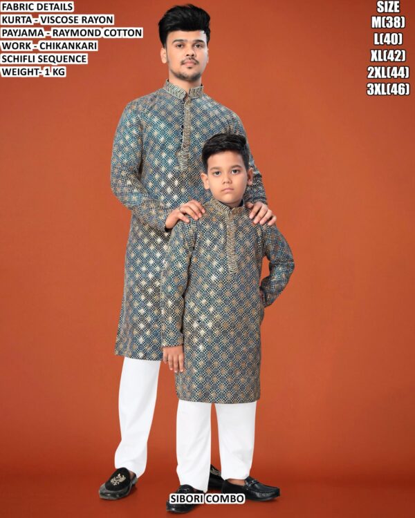 Viscose Rayon Men And Kids Kurta Pajama