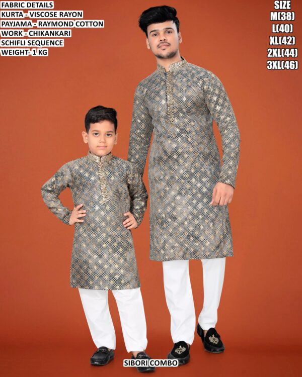 Viscose Rayon Men And Kids Kurta Pajama
