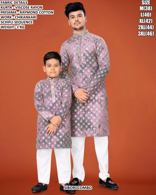 Viscose Rayon Men And Kids Kurta Pajama