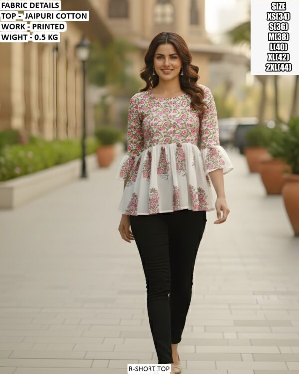 Stylish Floral Print Peplum Top For Women