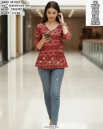 Stylish Floral Print Peplum Top For Women
