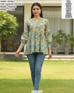 Stylish Floral Print Peplum Top For Women