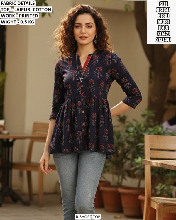 Stylish Floral Print Peplum Top For Women
