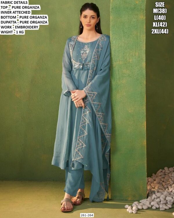Wedding Wear Organza Kurta With Dupatta