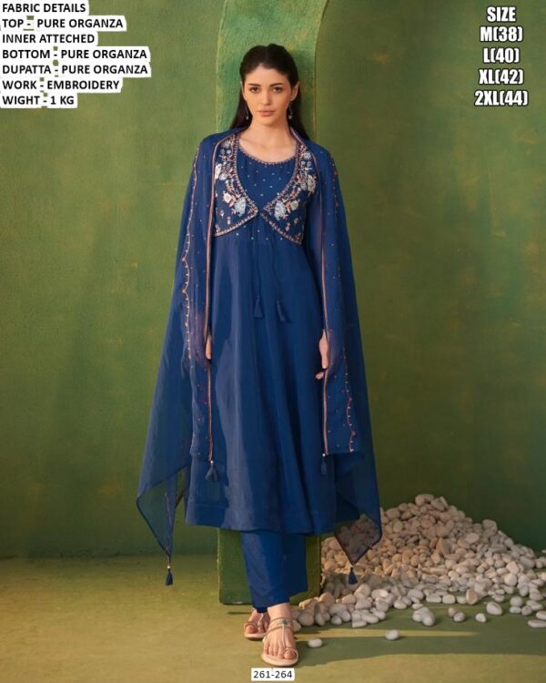 Wedding Wear Organza Kurta With Dupatta
