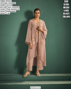 Elegant Embroidery Work Chanderi Pant Set