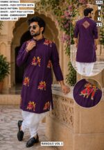 Navratri Camel Embroidery Kurta Set For Men