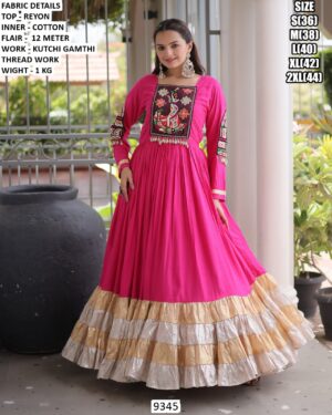 Garba Wear Folk Art Embroidered Long Gown