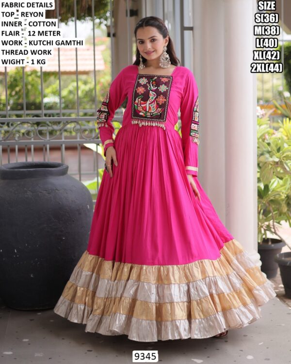 Garba Wear Folk Art Embroidered Long Gown