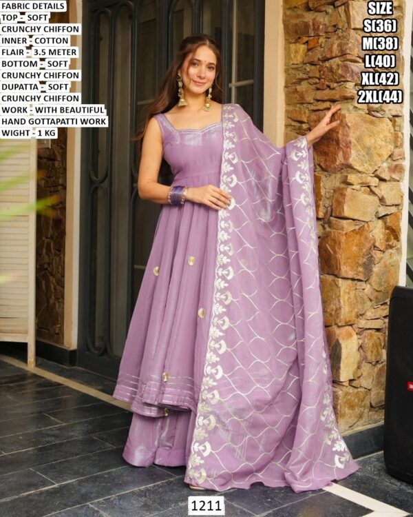 Wedding Wear Flared Chiffon Anarkali Suit