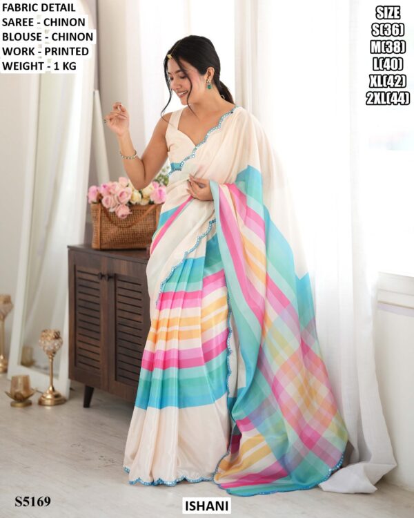 Party Wear Statement Print Saree With Blouse
