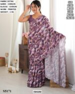 Party Wear Statement Print Saree With Blouse