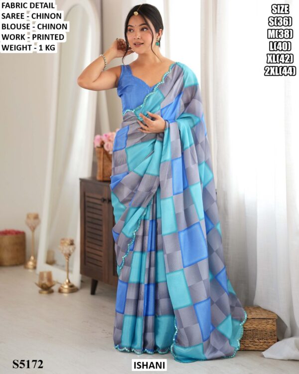 Party Wear Statement Print Saree With Blouse